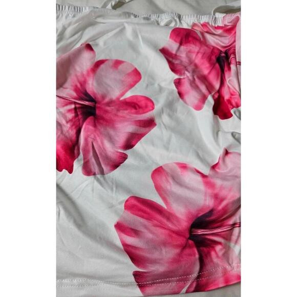 Shein Women's White and Pink Floral Print Ruched Tank Top NWOT Size Medium - Picture 3 of 6